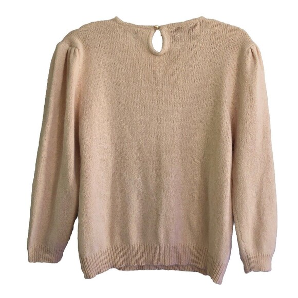 JJ Jones Silk Angora Wool Sweater Womens Sz M VTG Pastel Peach Feminine Romantic - Picture 5 of 12